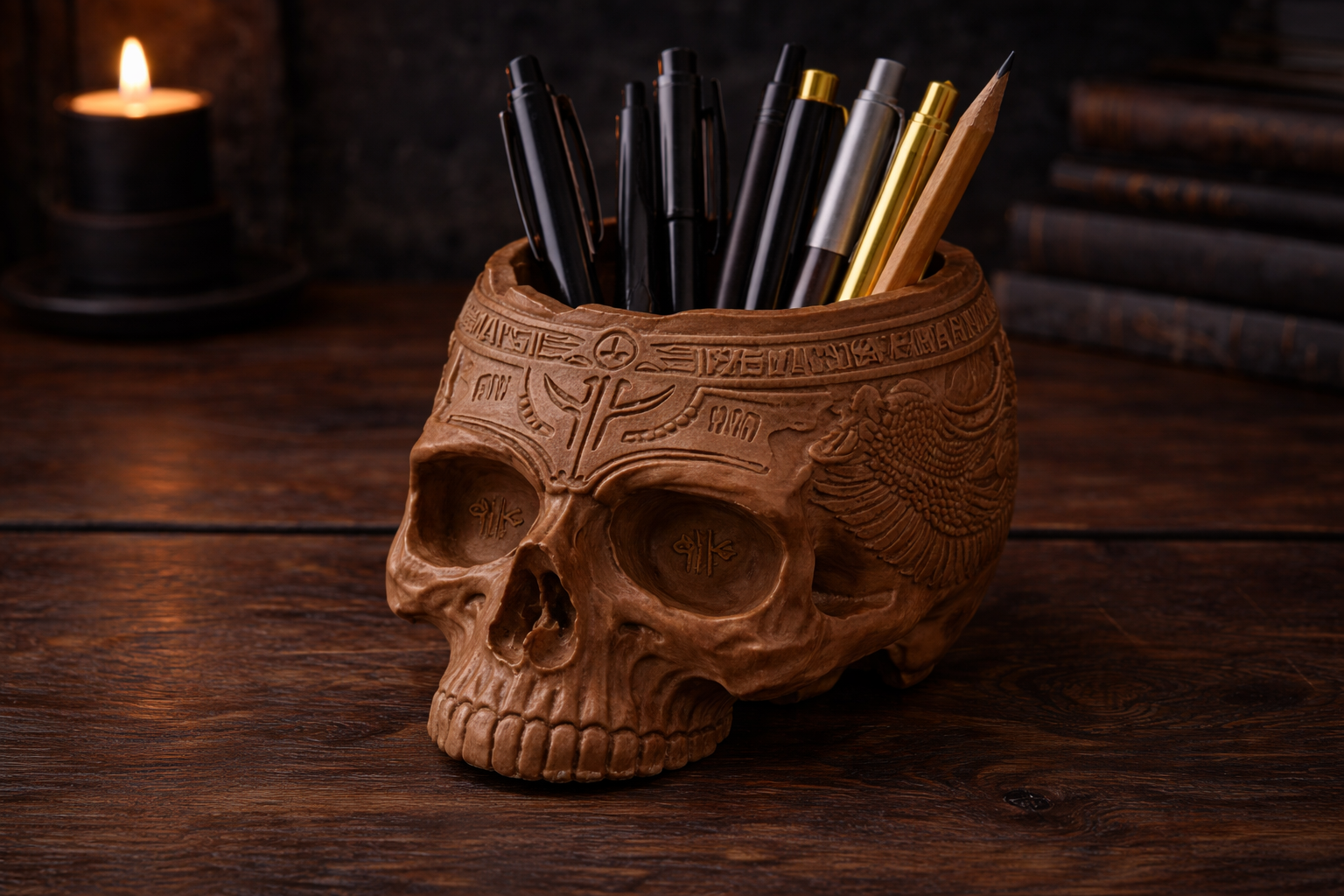 Ancient Skull Pen Holder
